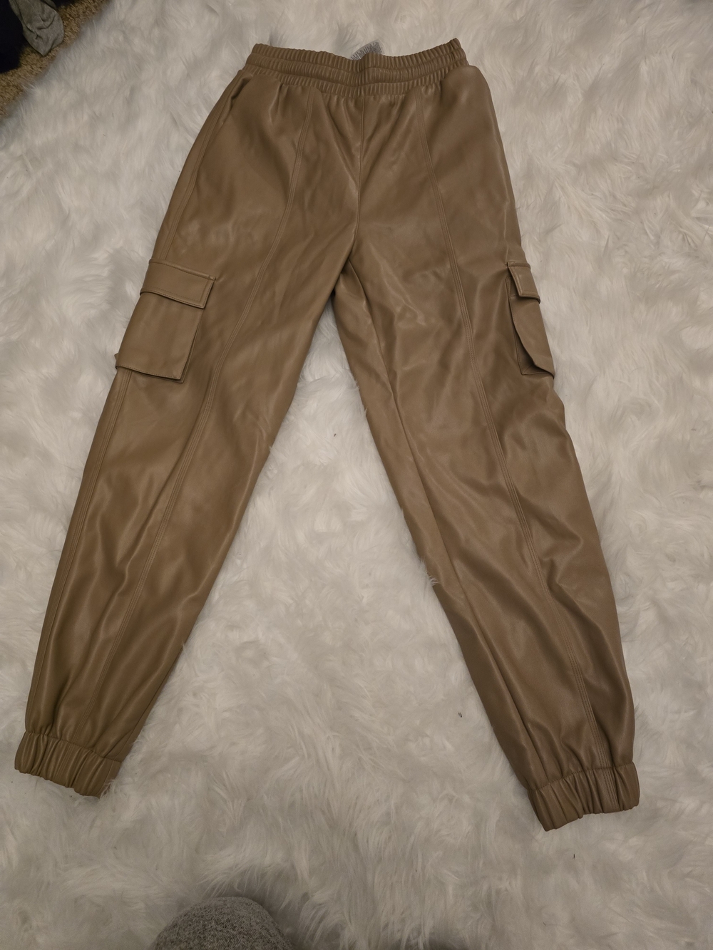 ALO Yoga Faux Leather Cargo Joggers in Tan